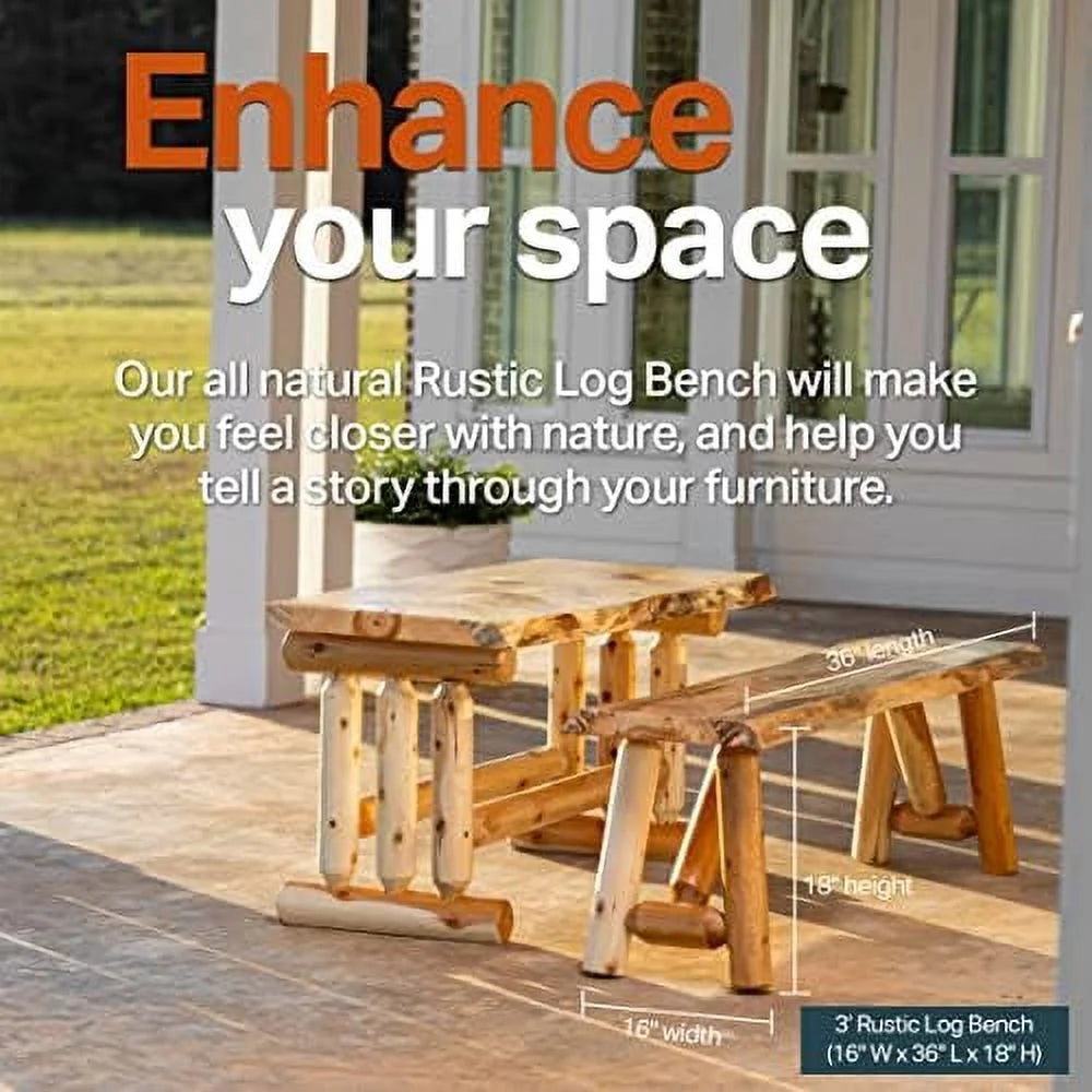 Rustic Pine Cedar Wood Bench I983508