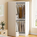 Natural Polygon Wooden Corner Wardrobe Closet with 2 Hanging Rails & Shelves P836785
