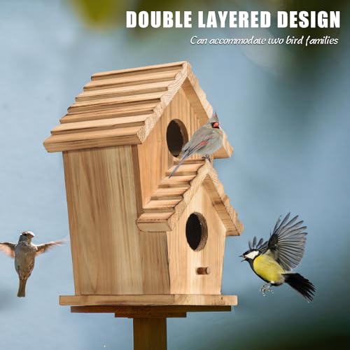 Wooden Outdoor 2 Hole Bird House S884