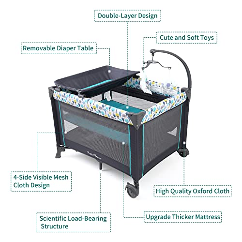 Portable Baby Playpen with Detachable Bassinet and Changing Table D115831