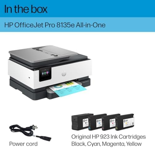 OfficeJet Pro 8135e Wireless All-in-One Color Inkjet Printer, Print, Scan, Copy, Fax, ADF, Duplex Printing F711958