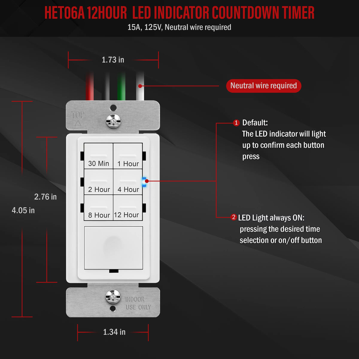 White 12 Hour Timer Switch W272