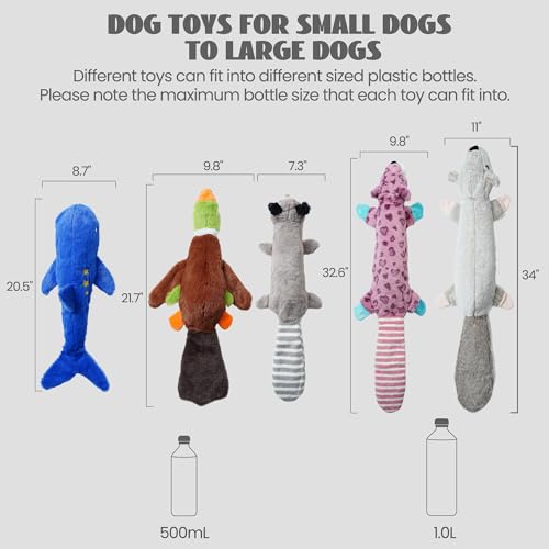 2-in-1 Crinkle Dog Toys, 20.5" Large Size Stuffless Dog Toys R4925