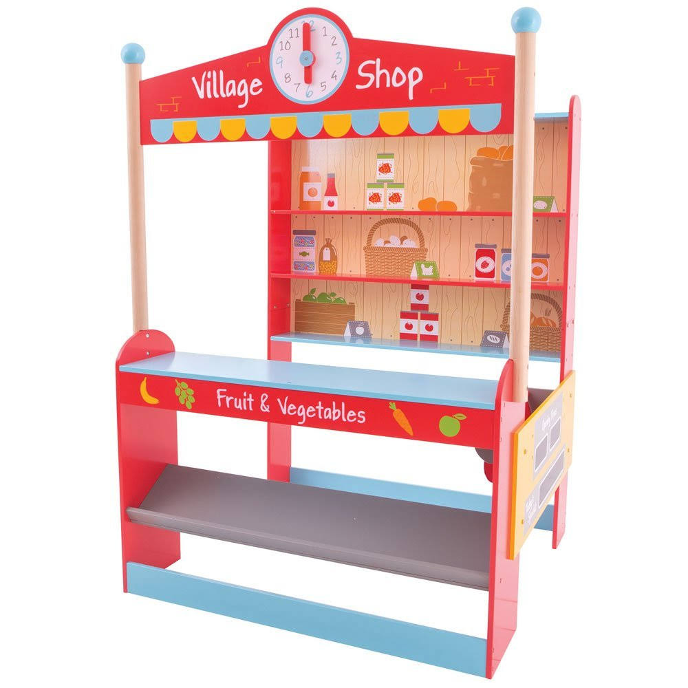 Wooden Village Shop Pretend Play Toys L5758