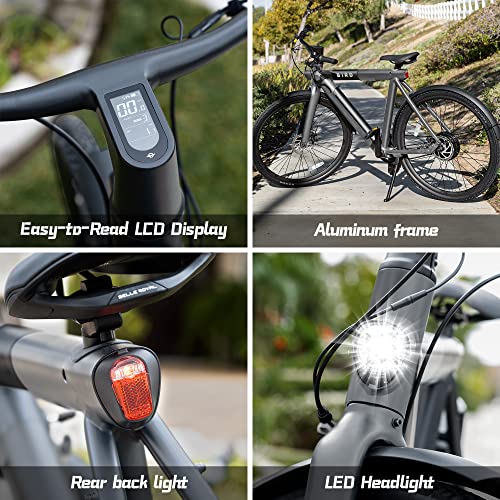 Black 28" Electric Commuter Mountain Bike with 500W Motor, 36V Removable Battery, LCD Display, Disc Brake, Belt Drive G841575