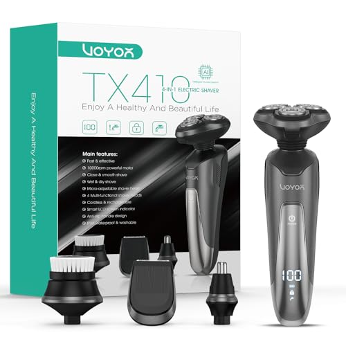 Electric Razor Cordless Shaver Rechargeable Wet Dry Waterproof Grey V101814