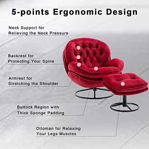 Velvet Swivel Accent Chair with Ottoman Set (Fruit Green) M75370