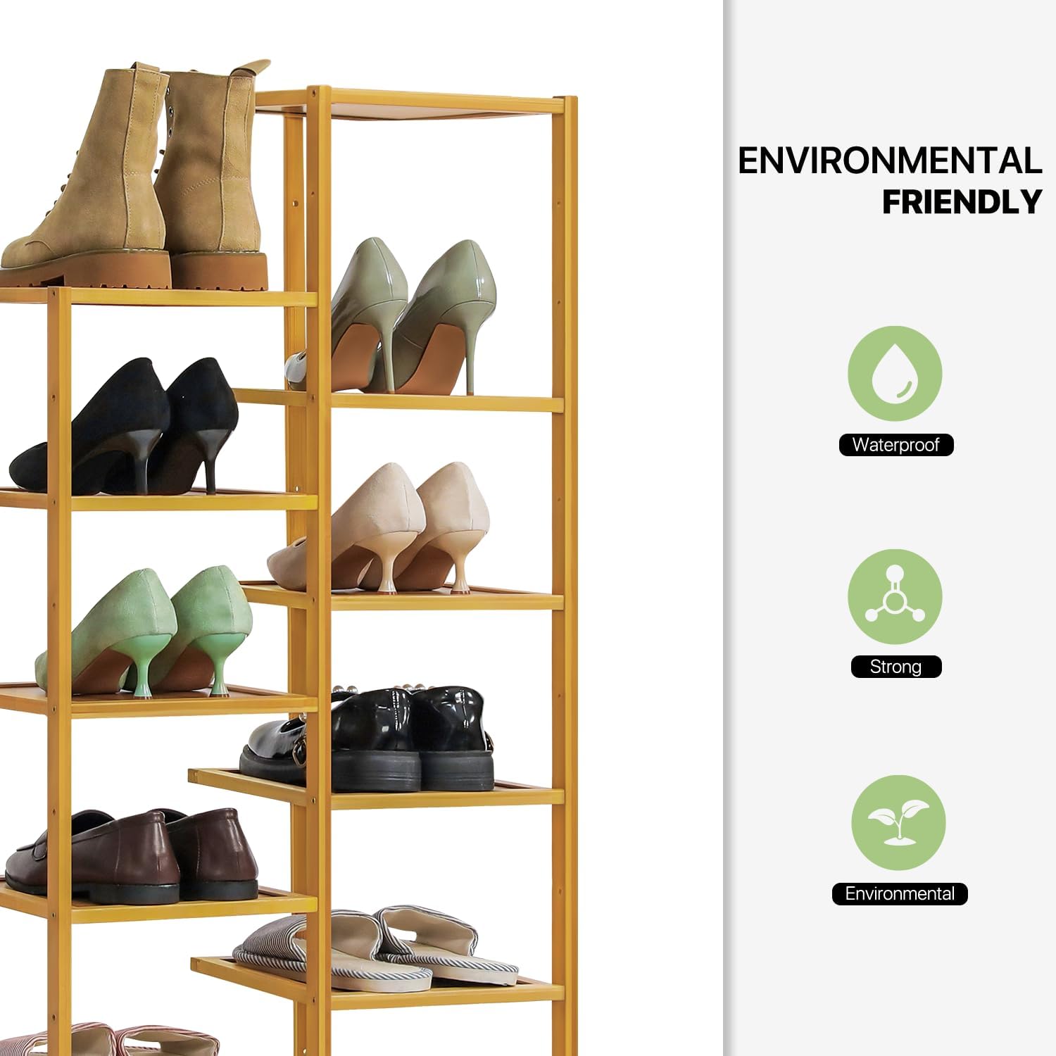 Bamboo 12-Tier Vertical Double Row Shoe Rack (Natural) M920760