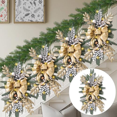 24 Inch Cordless Prelit Teardrop Christmas Swag M14625