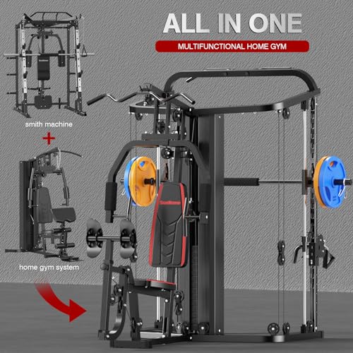 Multifunction Home Gym System with 138LB Weight Stack I854233