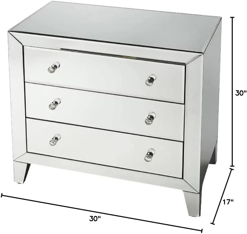 3-Drawer Glass Accent Chest R8908