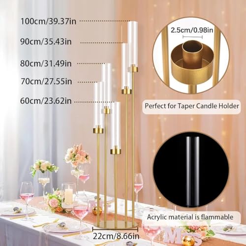 Matte Black 5 Arm Candelabra with Acrylic Shades A46590