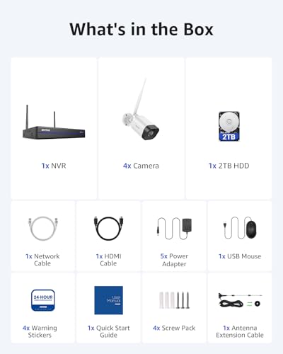 16CH 4K Wireless Security Camera System with 4 X 8MP Outdoor Cameras, 2TB HDD K278