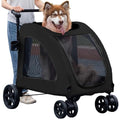 Large Dog Stroller, Removable Cushion Adjustable Handle Foldable 4 Wheel Pet Stroller (Black) S733017