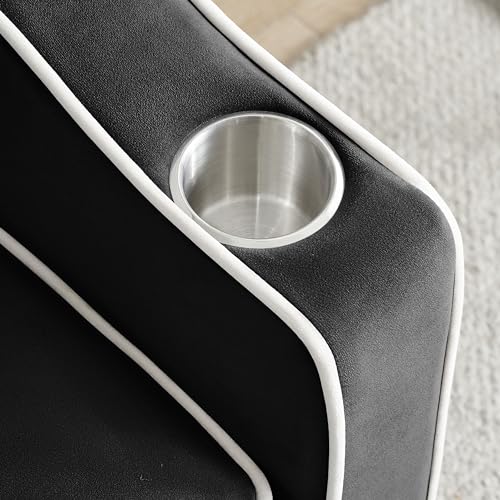 Creamy White Convertible Sleeper Sofa Chair with Cup Holder U630491