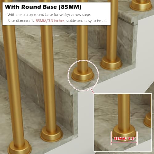 Round Spindles for Staircase, 2 4 6 Pieces Iron Stairs Balusters with Slant 270° Swivel Top Bracket & Screws G6645