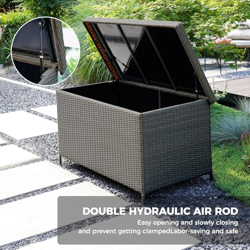 158 Gallon Grey Wicker Deck Box T9562
