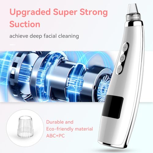 Blackhead Remover Pore Vacuum Electric Comedone Extractor Tool with 5 Suction Power and 5 Probes O630