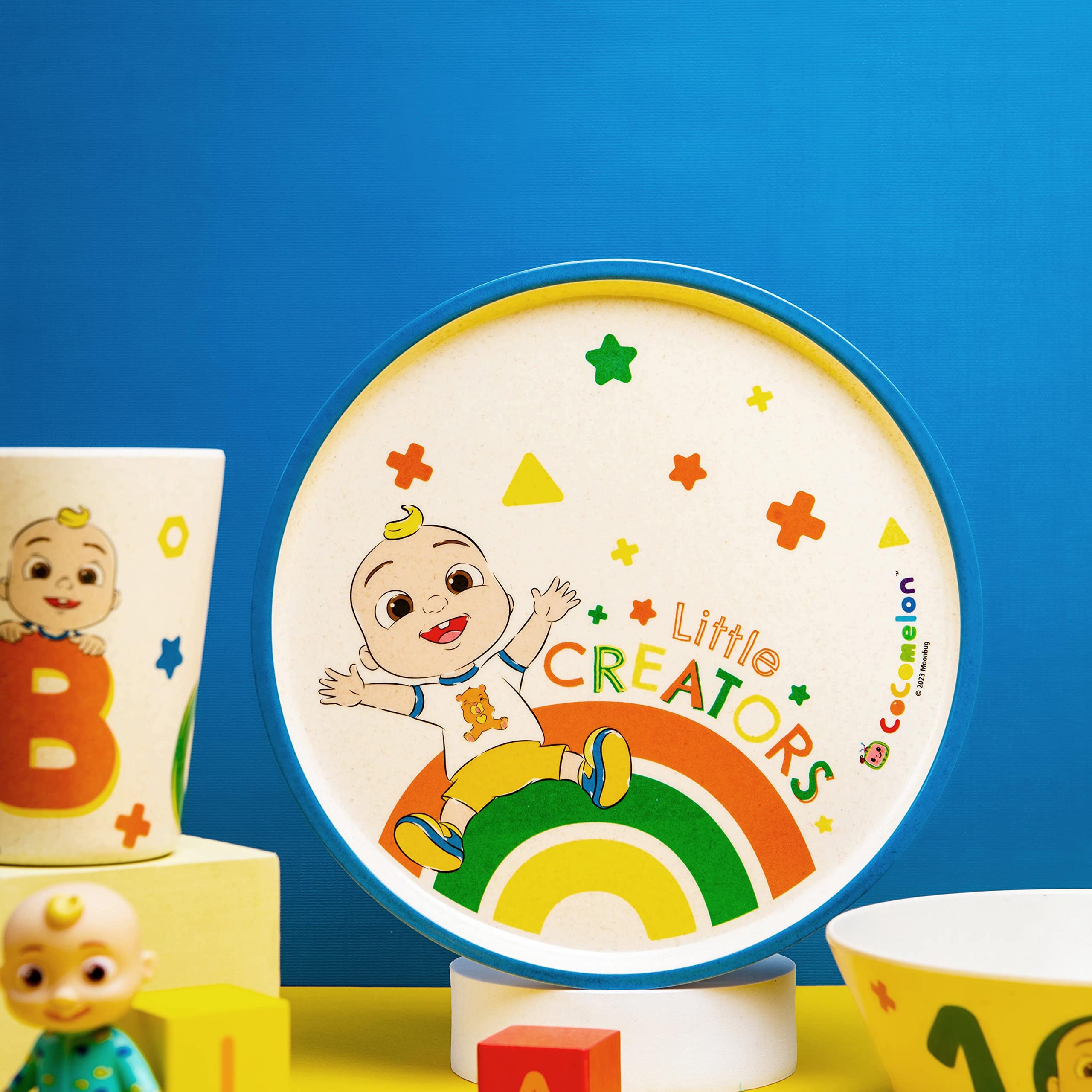 3 Piece Kids Dinnerware Set Melamine Bamboo Plate Bowl Tumbler U23753