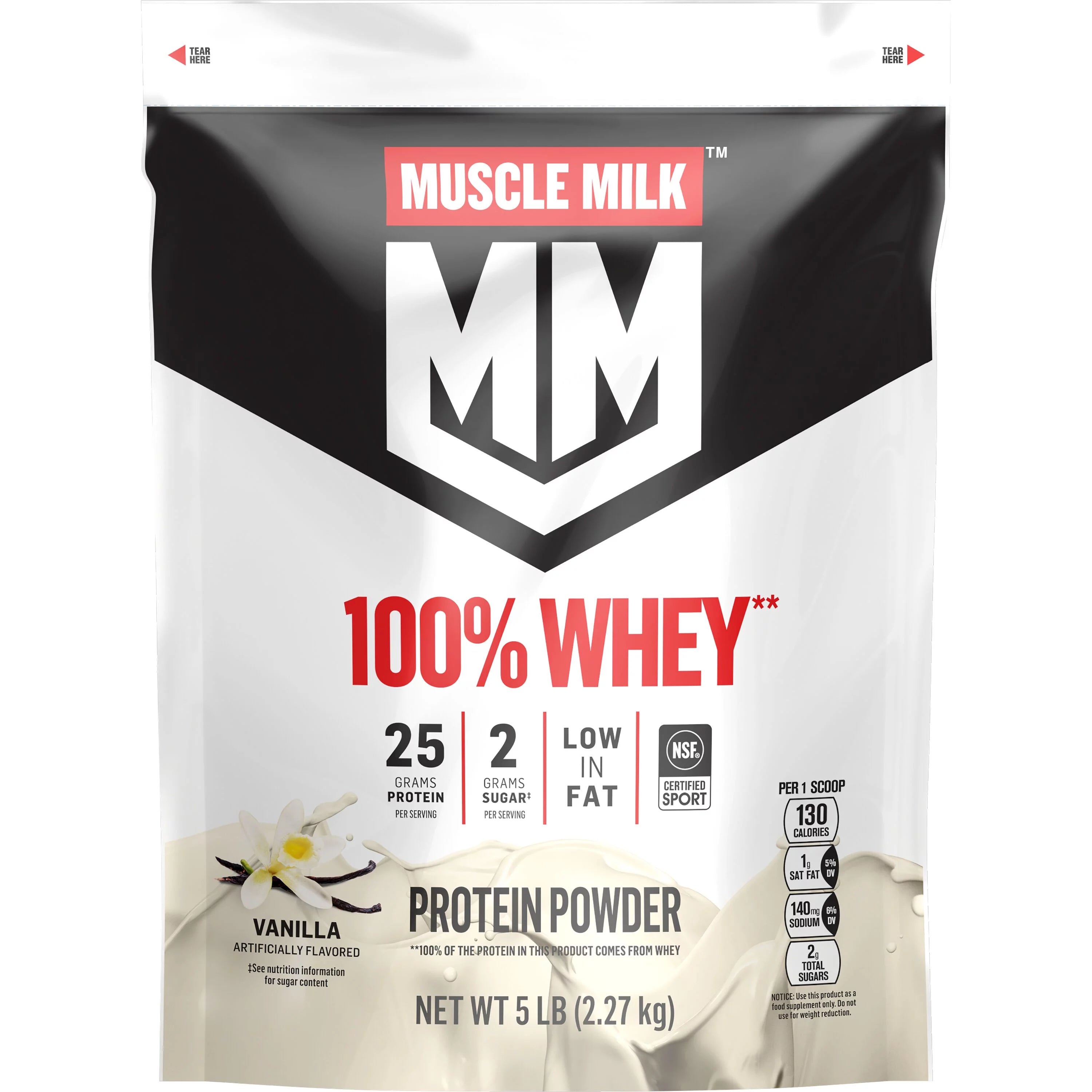 Vanilla Whey Protein Powder, 5 Pound, 66 Servings W120