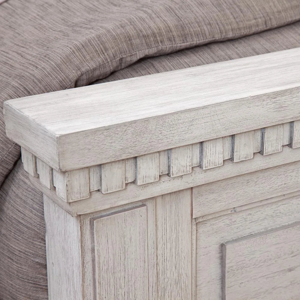 82"W Wood King Panel Bed in Oyster White R173301