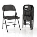 4 Pack Folding Chairs with Padded Cushion & Back (Black) P328