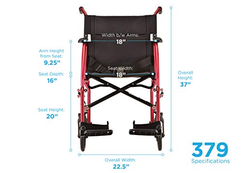 Red Ultra Lightweight Transport Chair B202