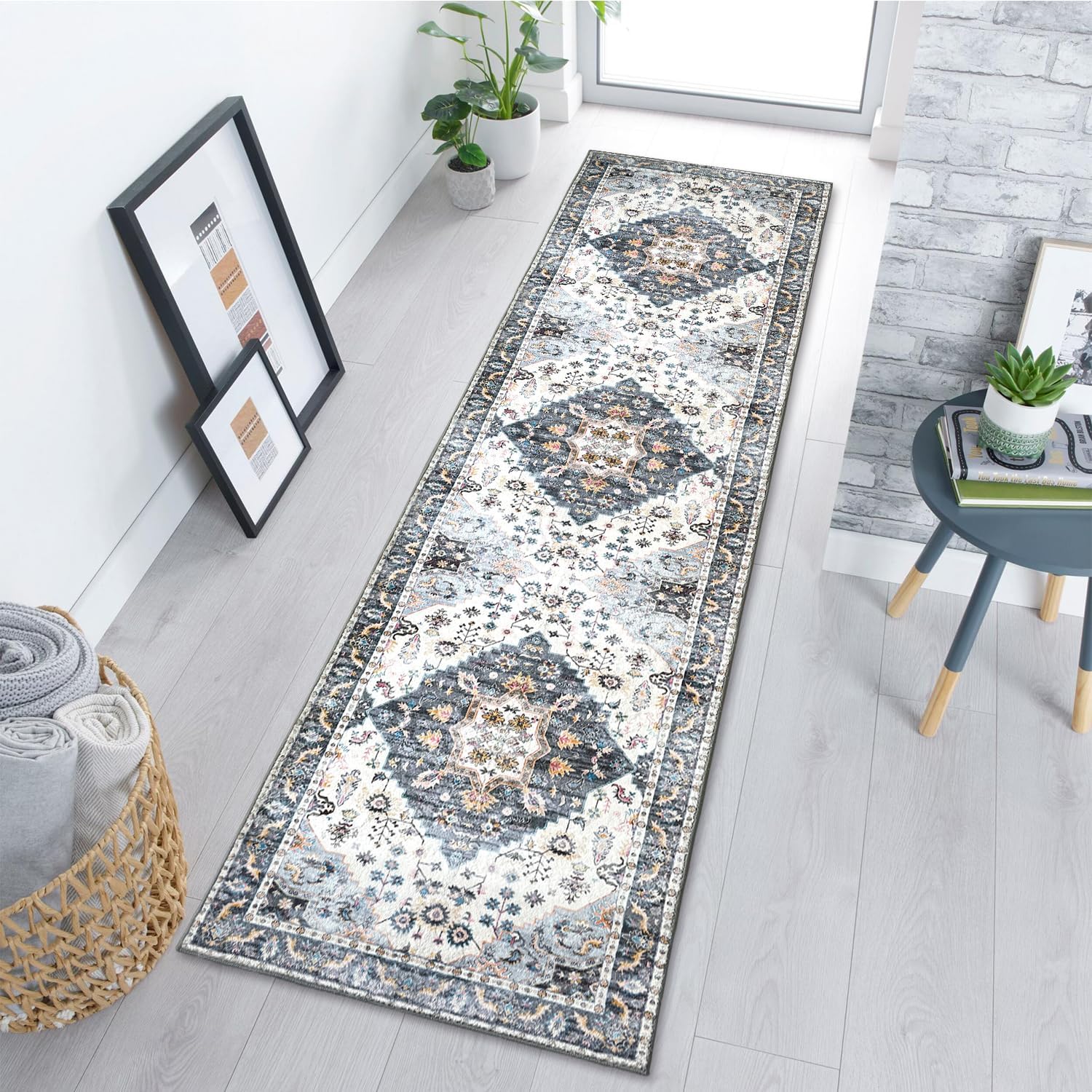 Washable Runner Rug with Rubber Backing S6836