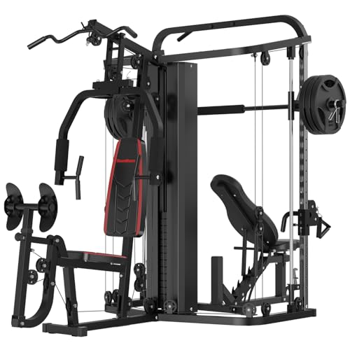 Multifunction Home Gym System with 138LB Weight Stack I854233