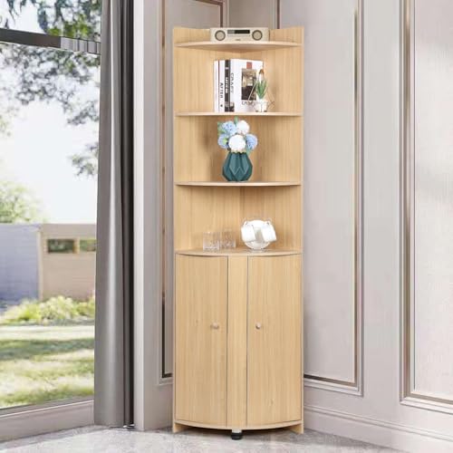 Tall Corner Cabinet with Doors and Shelves N7567