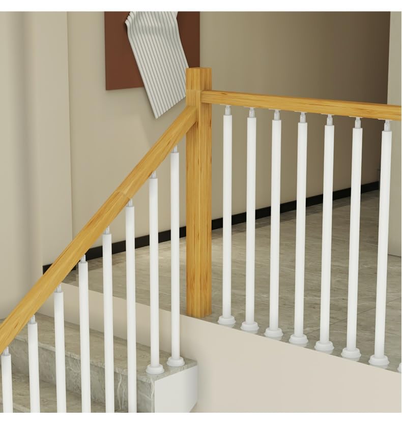 Round Spindles for Staircase, 2 4 6 Pieces Iron Stairs Balusters with Slant 270° Swivel Top Bracket & Screws G6645