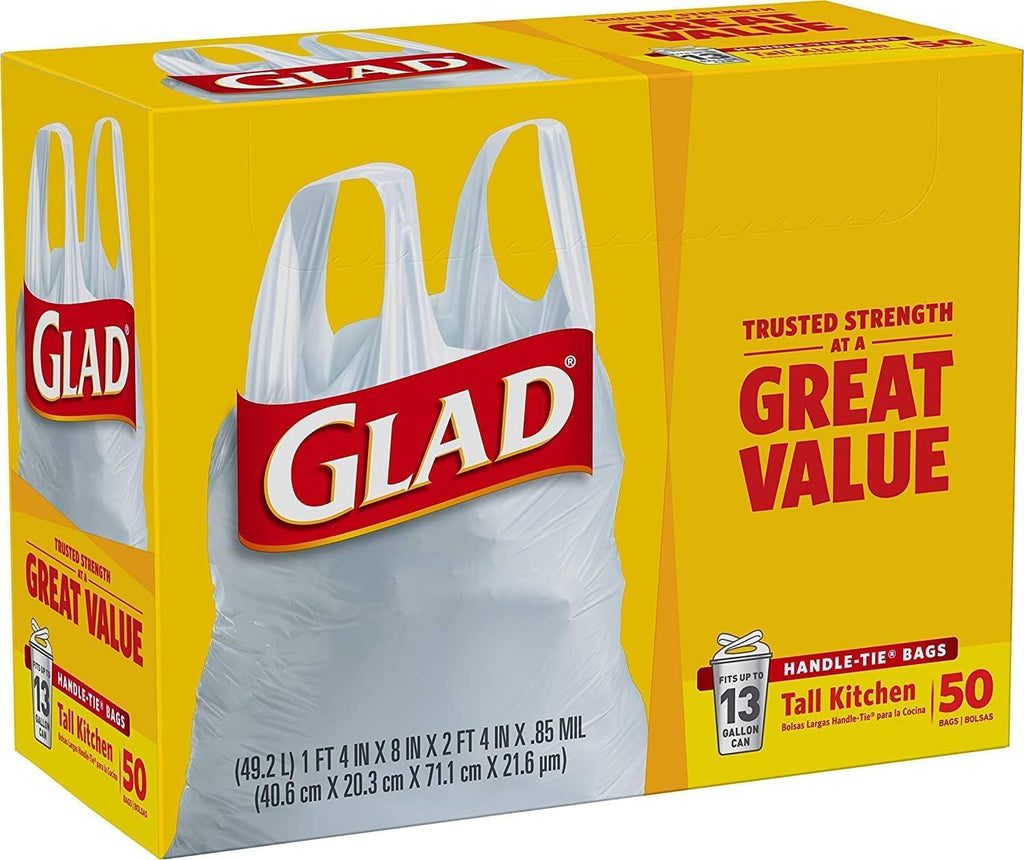 Tall Kitchen Trash Bags 13 Gallon White 50 Count Pack of 2 J53666