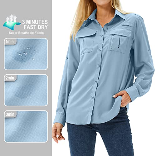 UPF 50 Long Sleeve UV Sun Protection Safari Shirts Outdoor Quick Dry Fishing Hiking Travel Shirts E61150