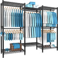 7 Tiers Black Metal Garment Rack with 5 Hanging Rods C7161
