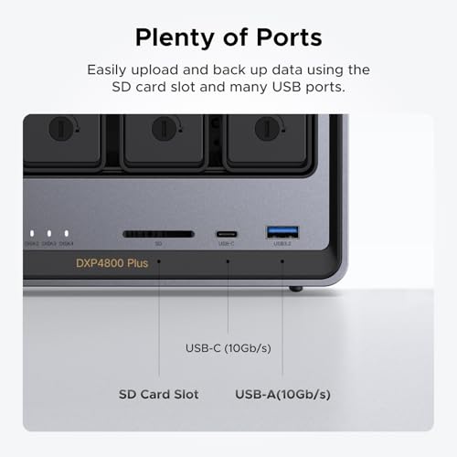 4-Bay Desktop NAS, Intel Pentium Gold 8505 5-Core CPU, 8GB DDR5 RAM, 128G SSD, 10GbE, 2.5GbE, M.2 NVMe Slots, 4K HDMI, Diskless I143