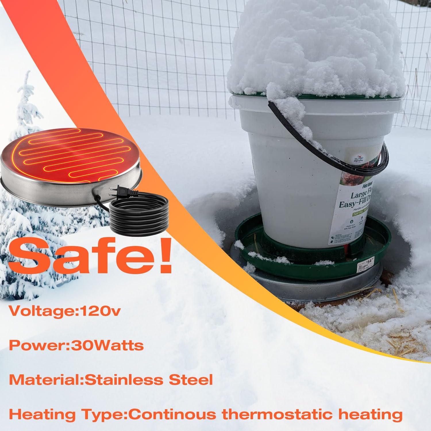 Chicken Water Heater Base Stainless Steel Heater B47565