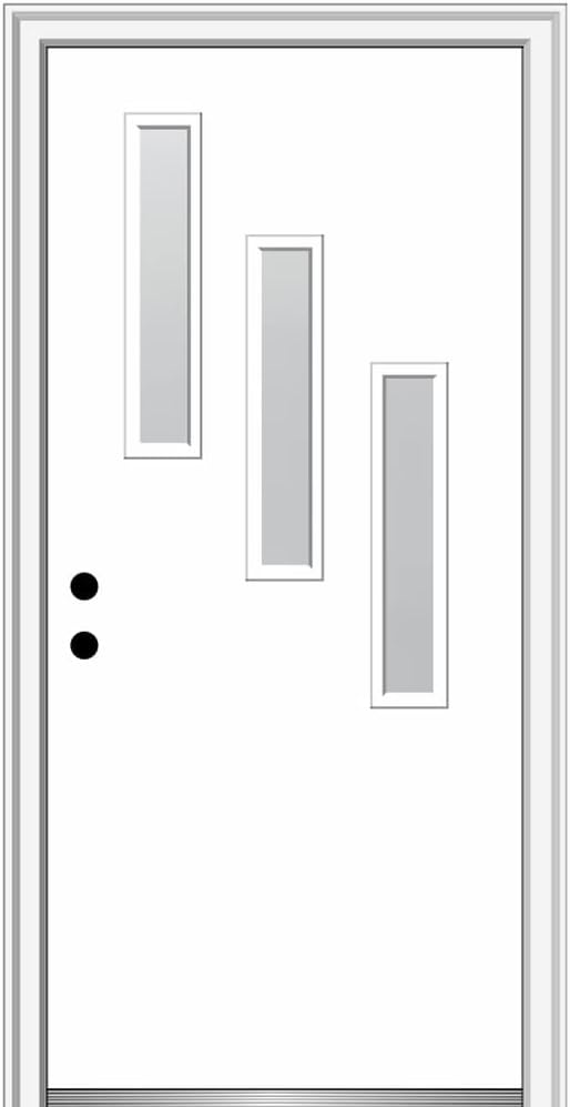 36" x 80" Fiberglass Smooth Primed Frosted Glass Prehung Single Front Door C8575