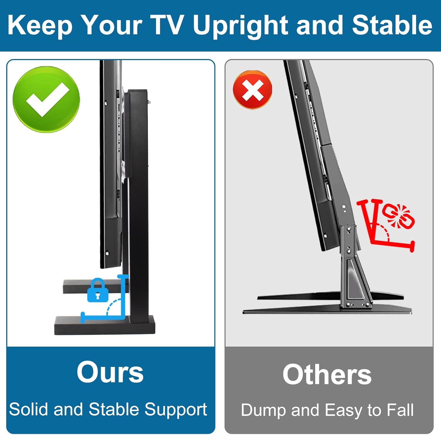 TV Stand Base Replacement with Mount Screen Top Shelf T244