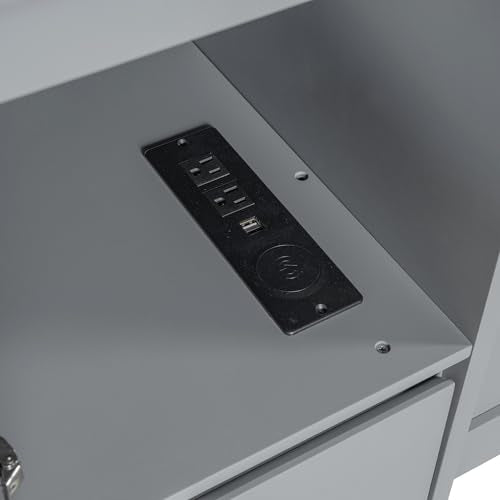 Gray Wood Murphy Bed with Drawers and Cabinets Q458565