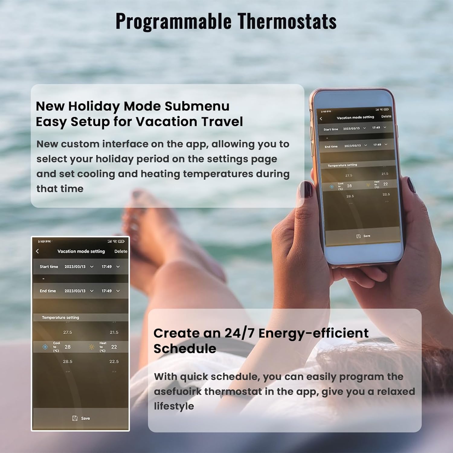 Smart Thermostat with WiFi, App, LCD Color Screen, Voice Control, C-Wire Adapter F81527