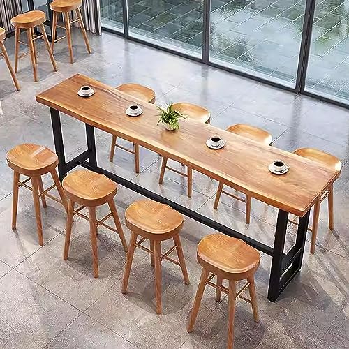 Natural Solid Wood Bar Table with Footrest U485387