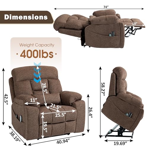 Oversized Power Lift Recliner Chair with Heat and Massage I56609