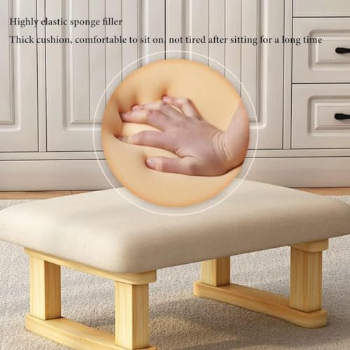 Small Footstool Ottoman with Wooden Legs A3317