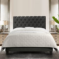 Natural Upholstered Bed Frame with Button Tufting Headboard, Twin V919