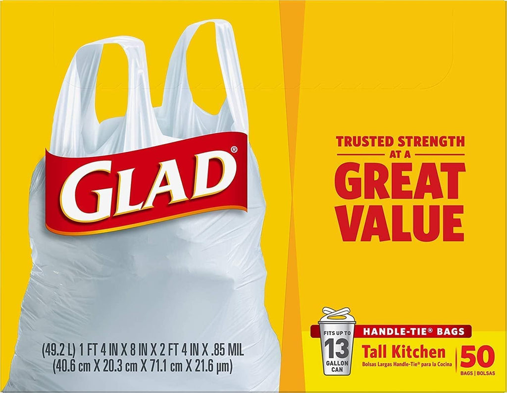 Tall Kitchen Trash Bags 13 Gallon White 50 Count Pack of 2 J53666
