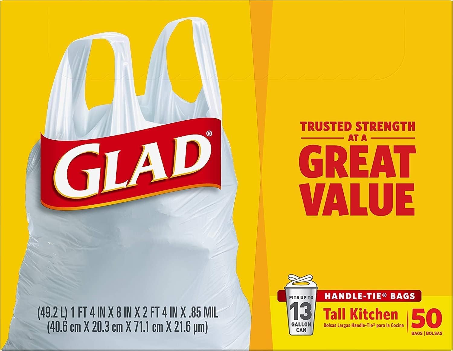 Tall Kitchen Trash Bags 13 Gallon White 50 Count Pack of 2 J53666