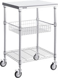 3 Tiers Wire Rolling Cart with Brake Wheels P4835