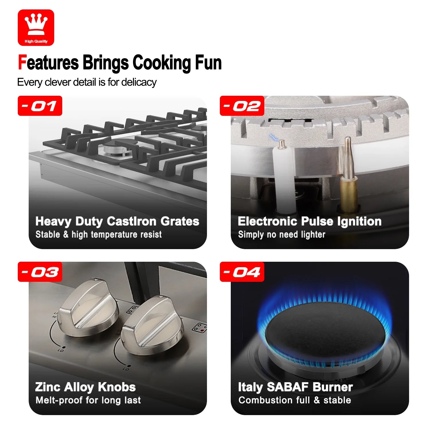 Stainless Steel 5 Burner Gas Cooktop Z594156