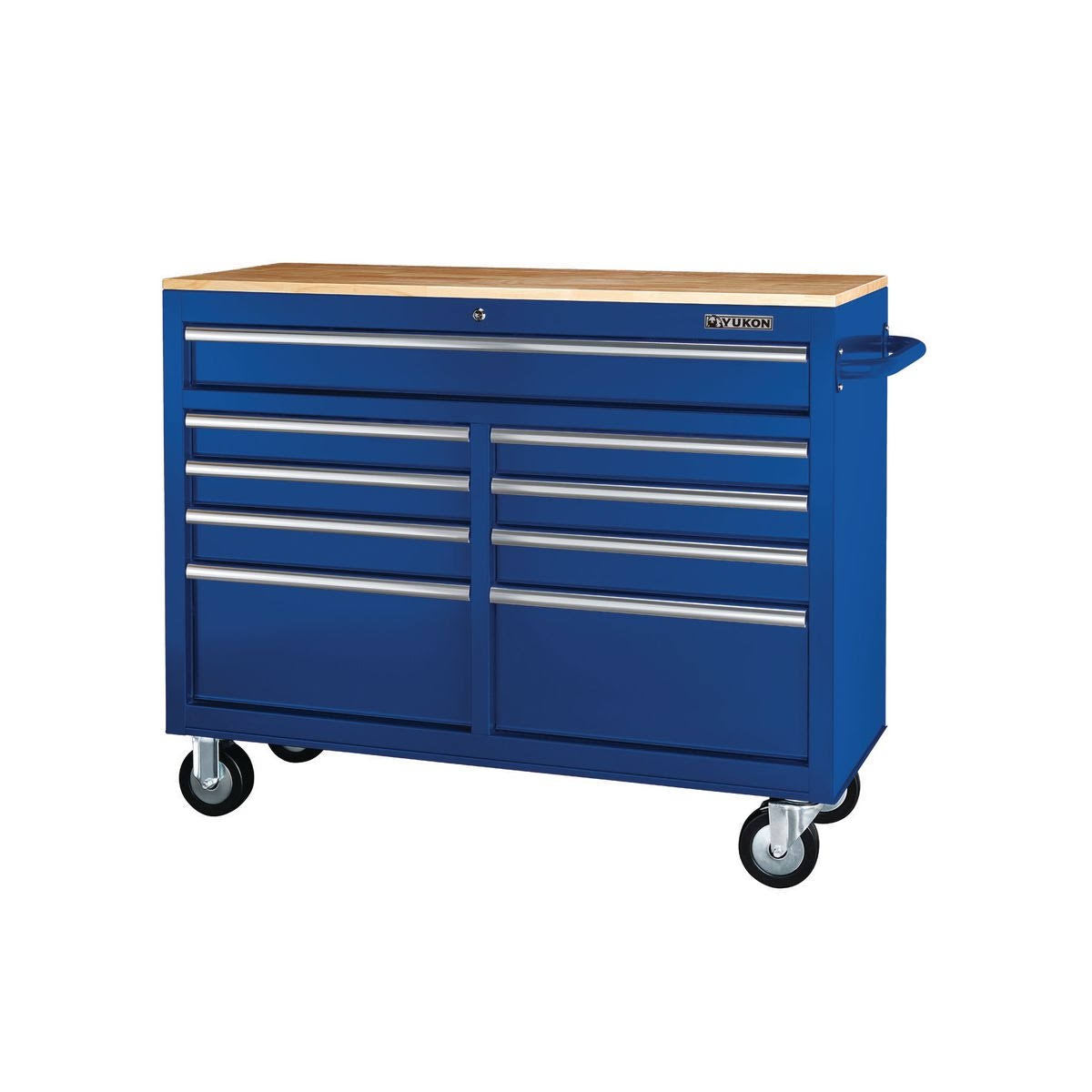 Blue 9-Drawer Mobile Storage Cabinet with Solid Wood Top F33067