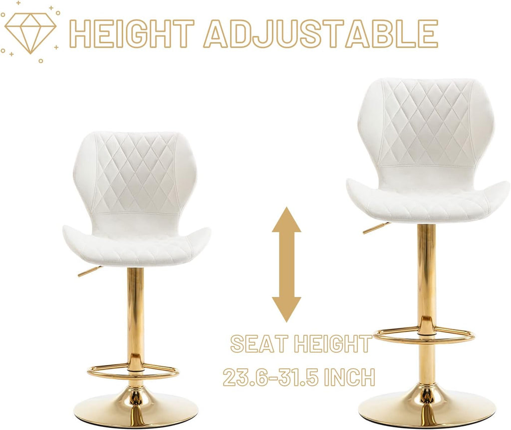 Cream Velvet Swivel Bar Stools Set of 4 L869